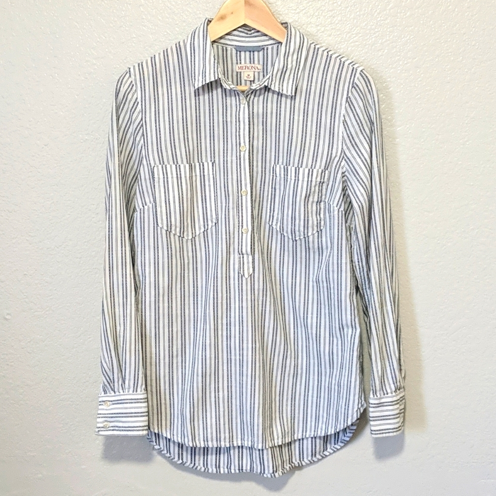 MERONA Long Sleeve Shirt | Black & White | Medium